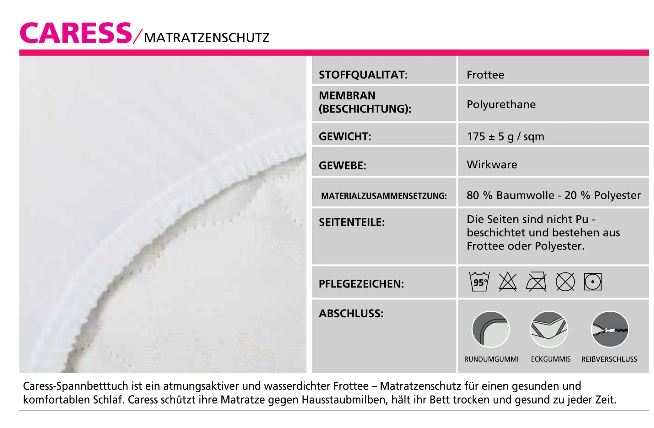 Caress® Matratzenschoner 80% Baumwolle Frottee 13 Matratzenschoner